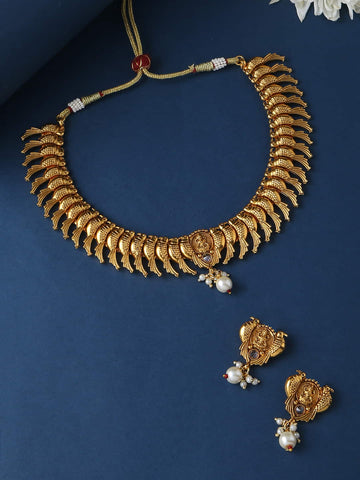 Gold Plated Temple Choker Necklace Set