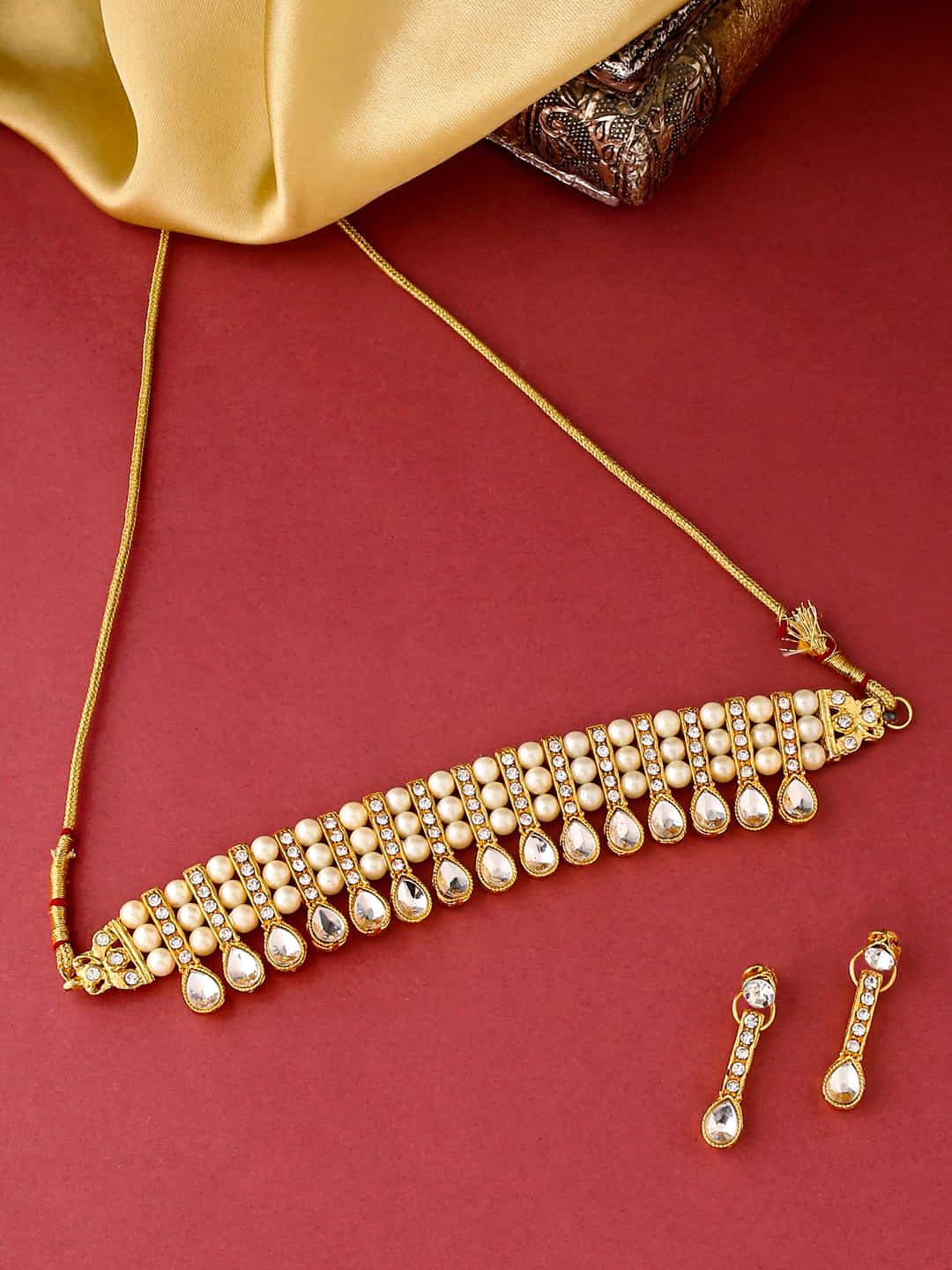 gold-plated-stone-studded-choker-necklace-set-viraasi