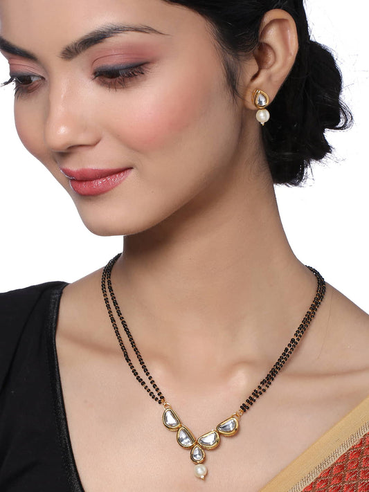 Black Beaded Kundan Mangalsutra Set