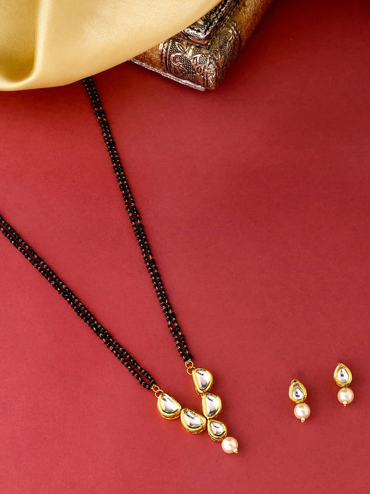 Black Beaded Kundan Mangalsutra Set