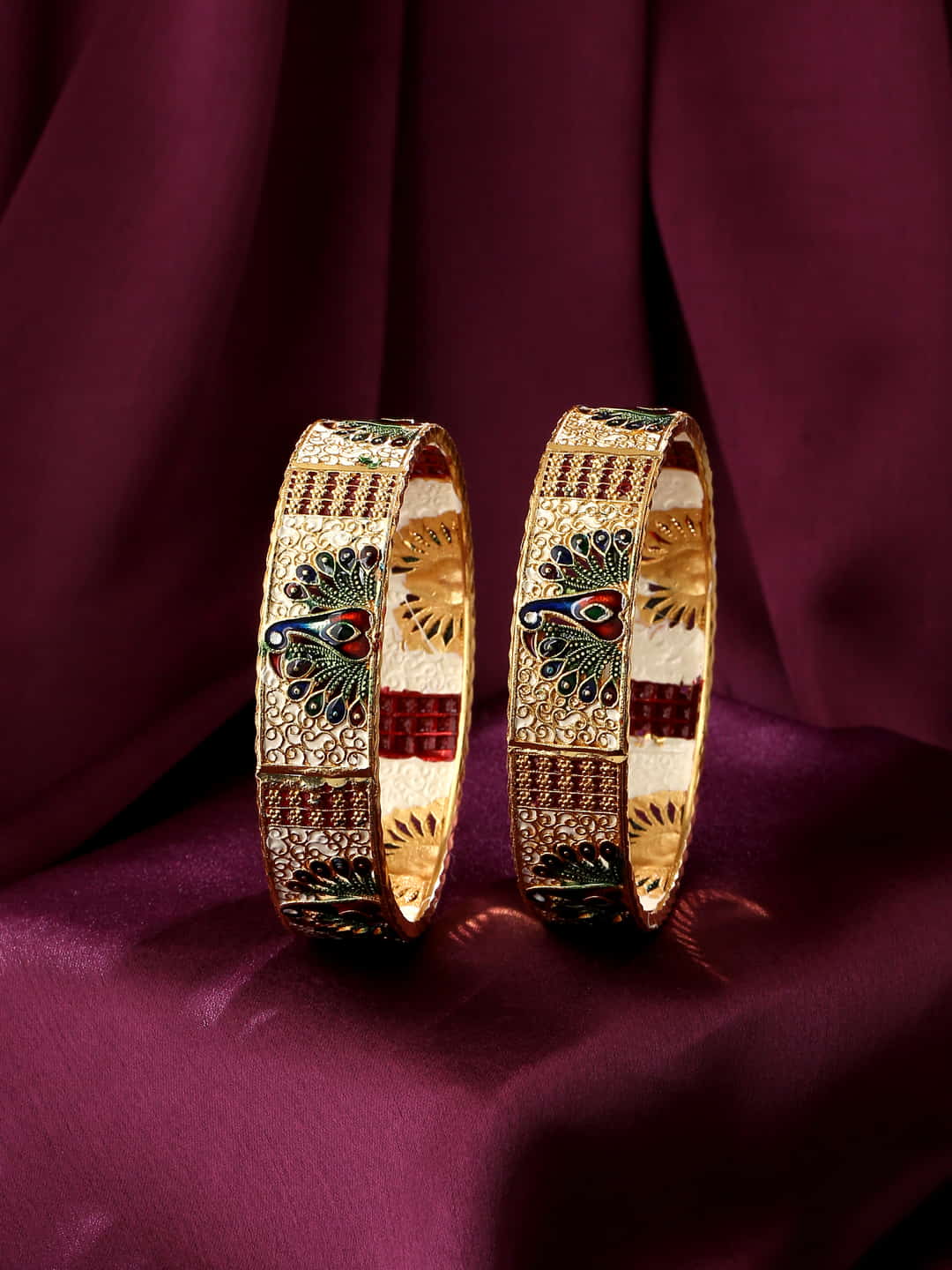gold-plated-peacock-enameled-bangles-viraasi