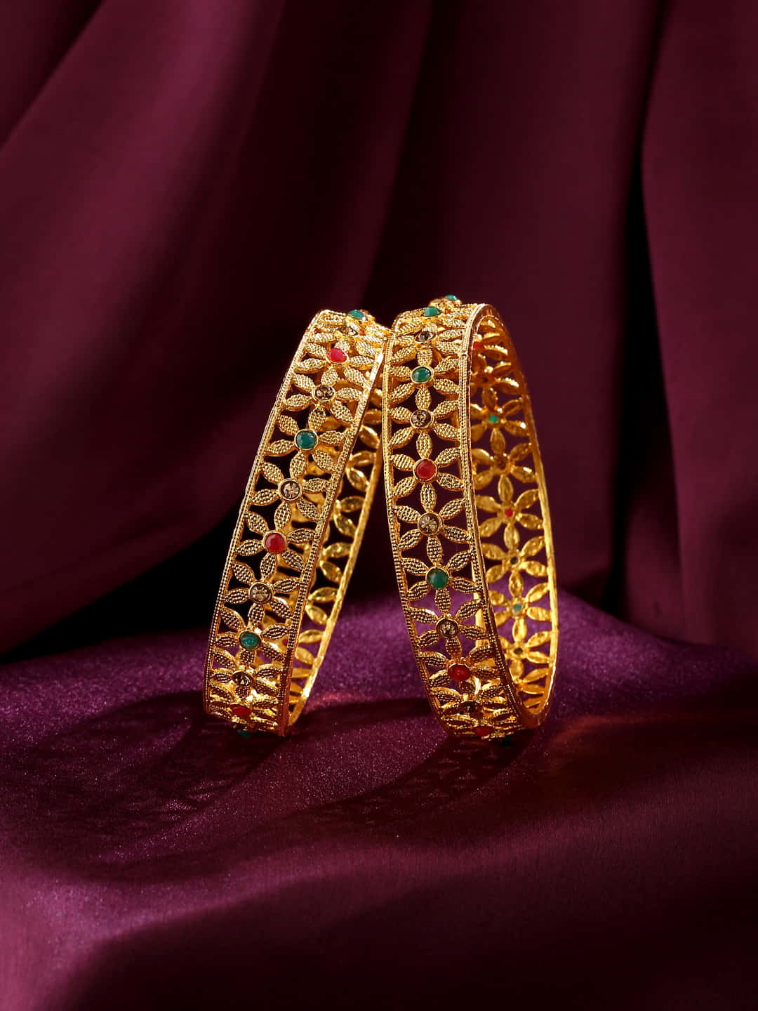 gold-plated-floral-shape-stone-studded-bangles-viraasi