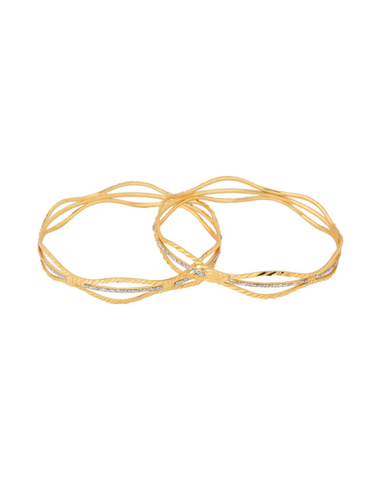 Gold Plated Silver Line Bangle Set