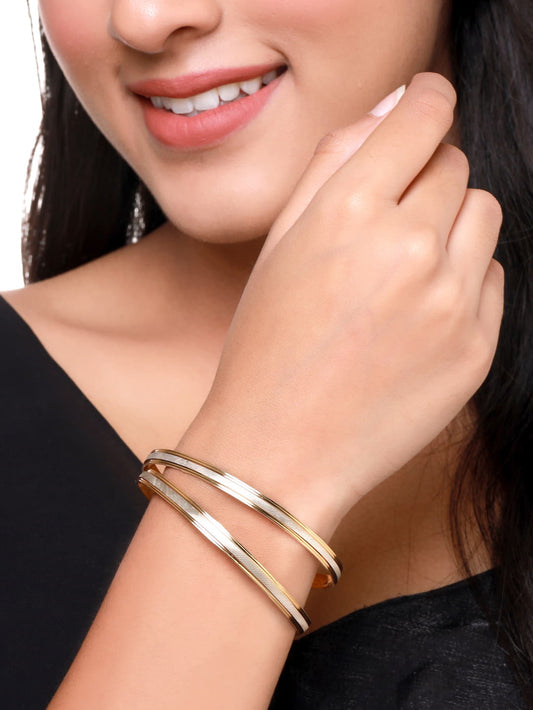 Gold Plated Dual Tone Design Bangles Set