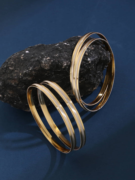 Gold Plated Dual Tone Design Bangles Set