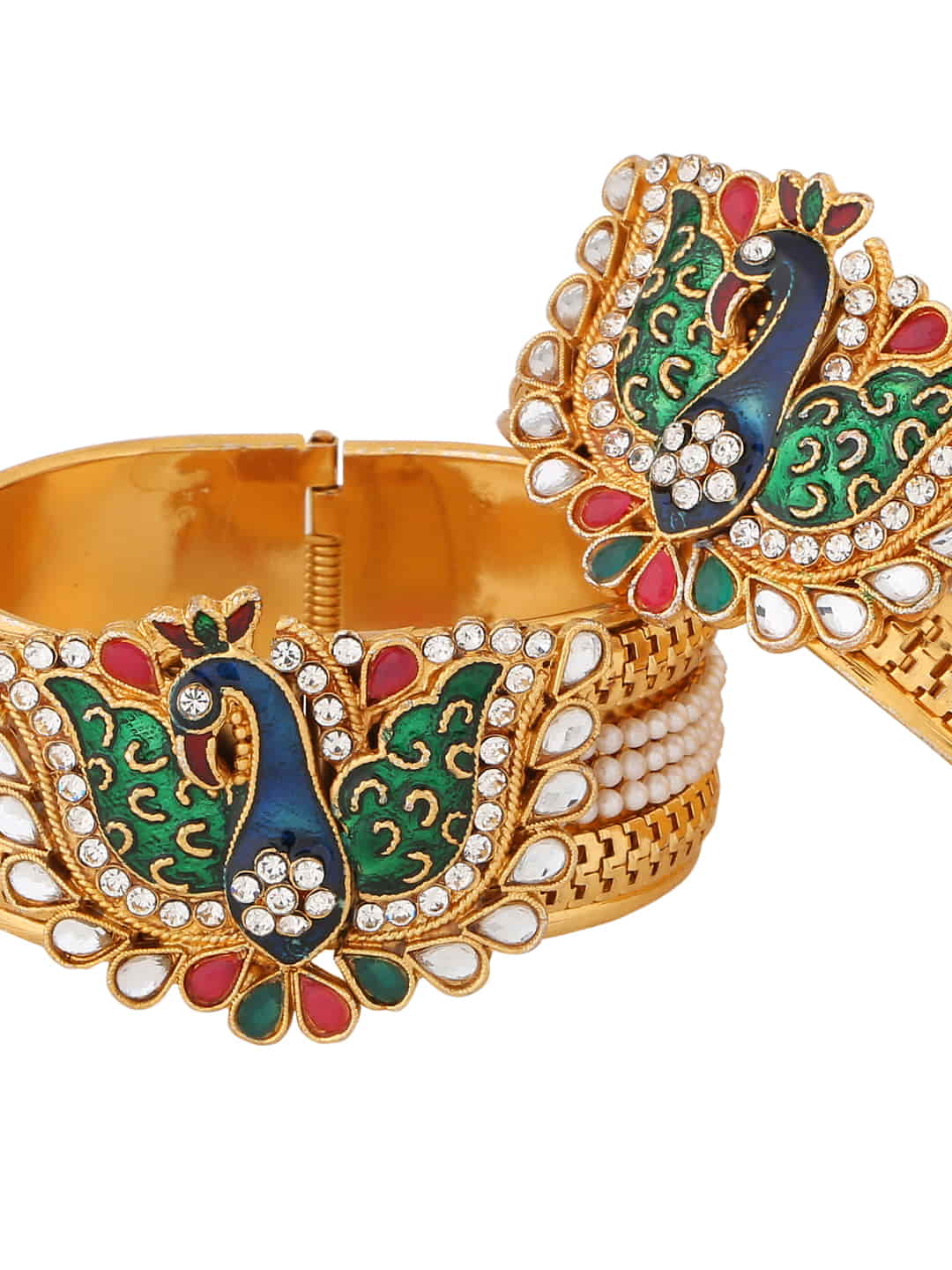 set-of-2-peacock-enamel-gold-plated-kada-bangles-virassi