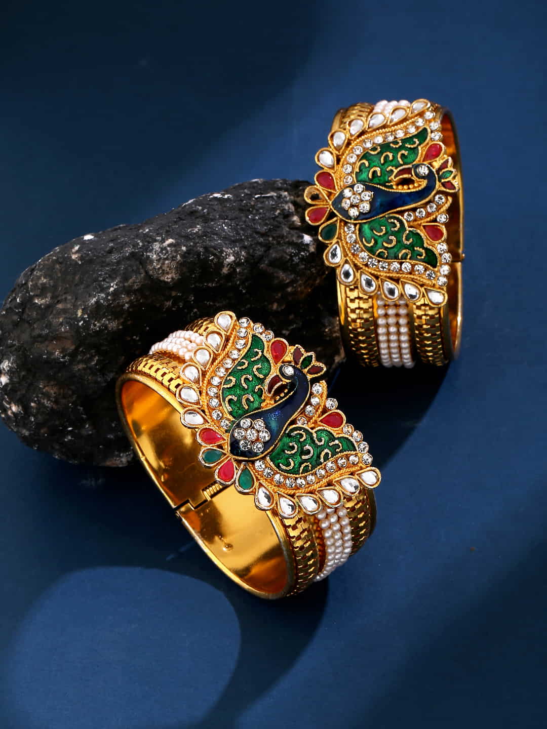set-of-2-peacock-enamel-gold-plated-kada-bangles-virassi