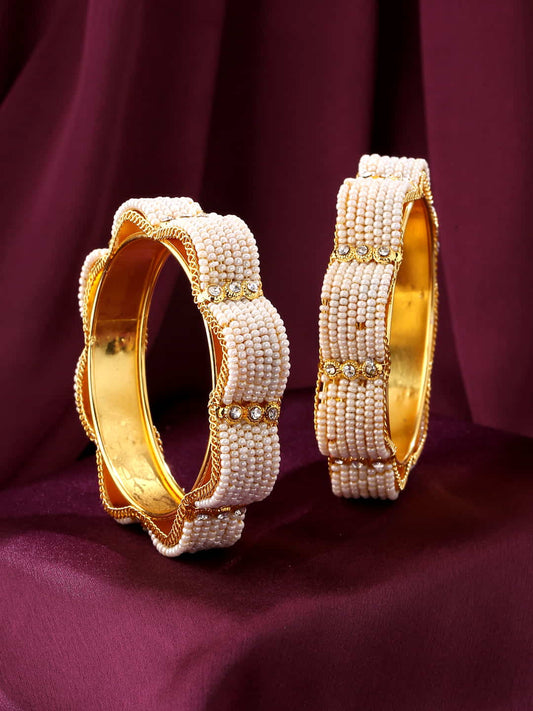 Gold Plated Pearl Studded Bangles