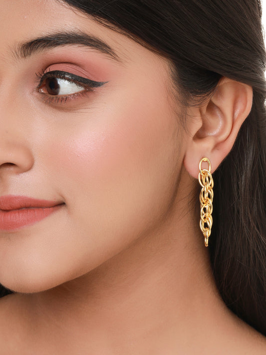 Gold Plated Stylish Drop Earrings