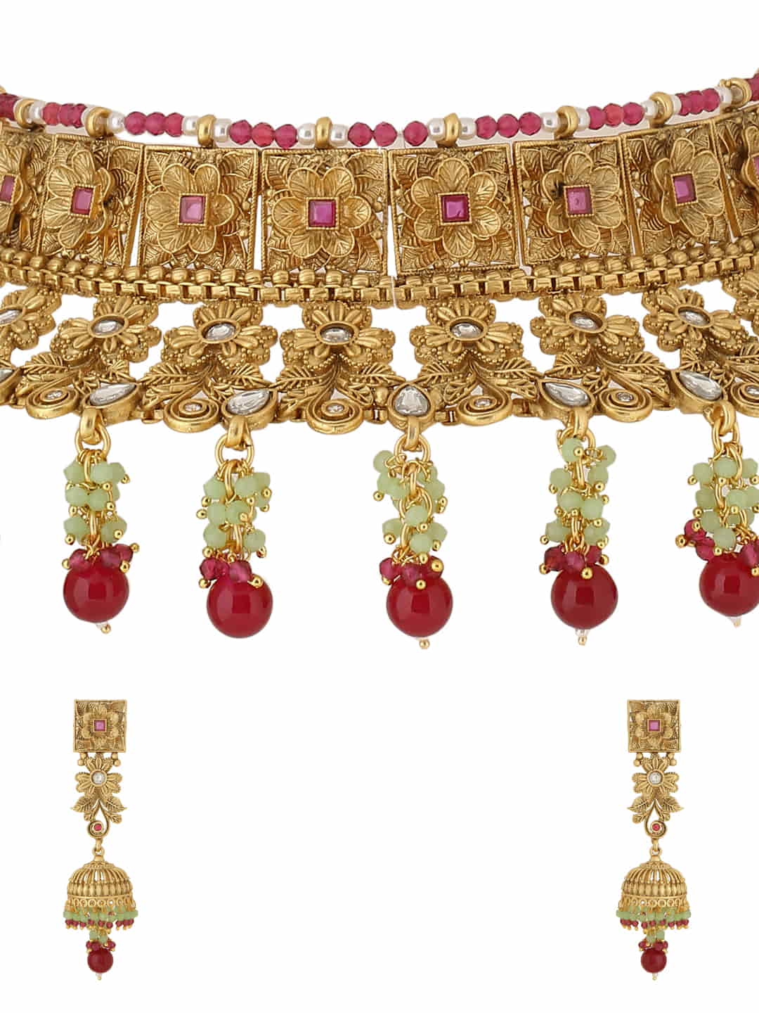 gold-plated-bridal-jewellery-set-with-red-stone-viraasi