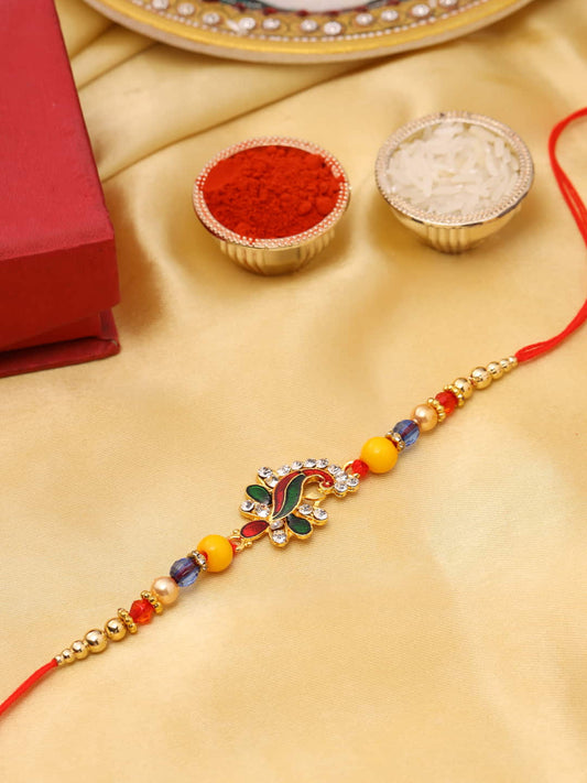 Peacock Shape Multi-color Rakhi for Brother