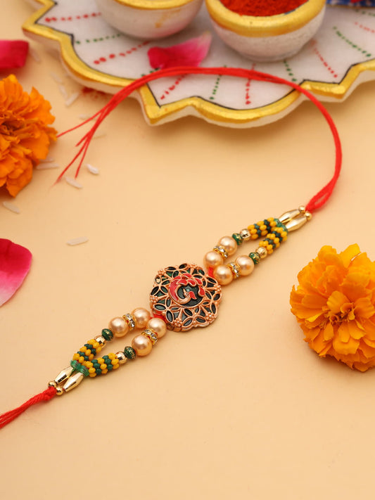 Peacock Shape Thread Rakhi for Brother