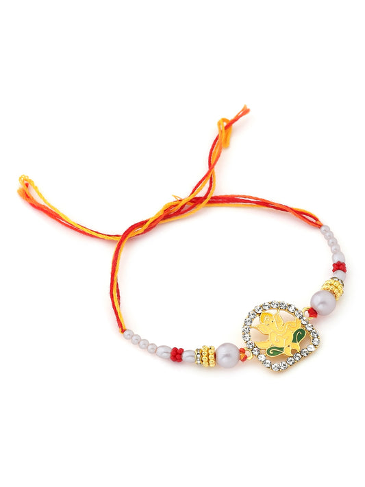 Diamond Studded Lord Ganesha Rakhi for Brother