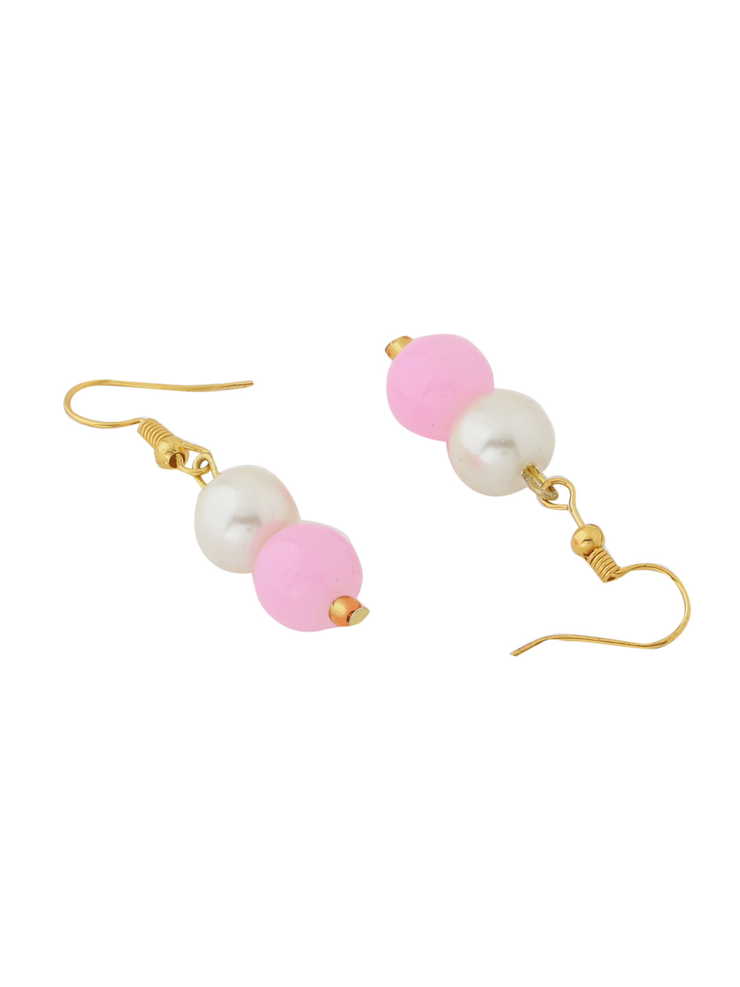 Pink and White Pearl Necklace Set with Bracelet-Viraasi