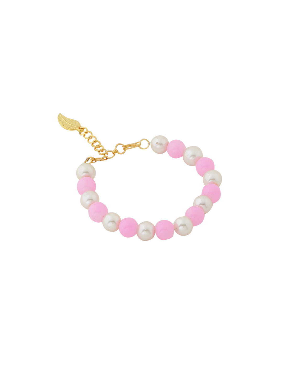 Pink and White Pearl Necklace Set with Bracelet-Viraasi