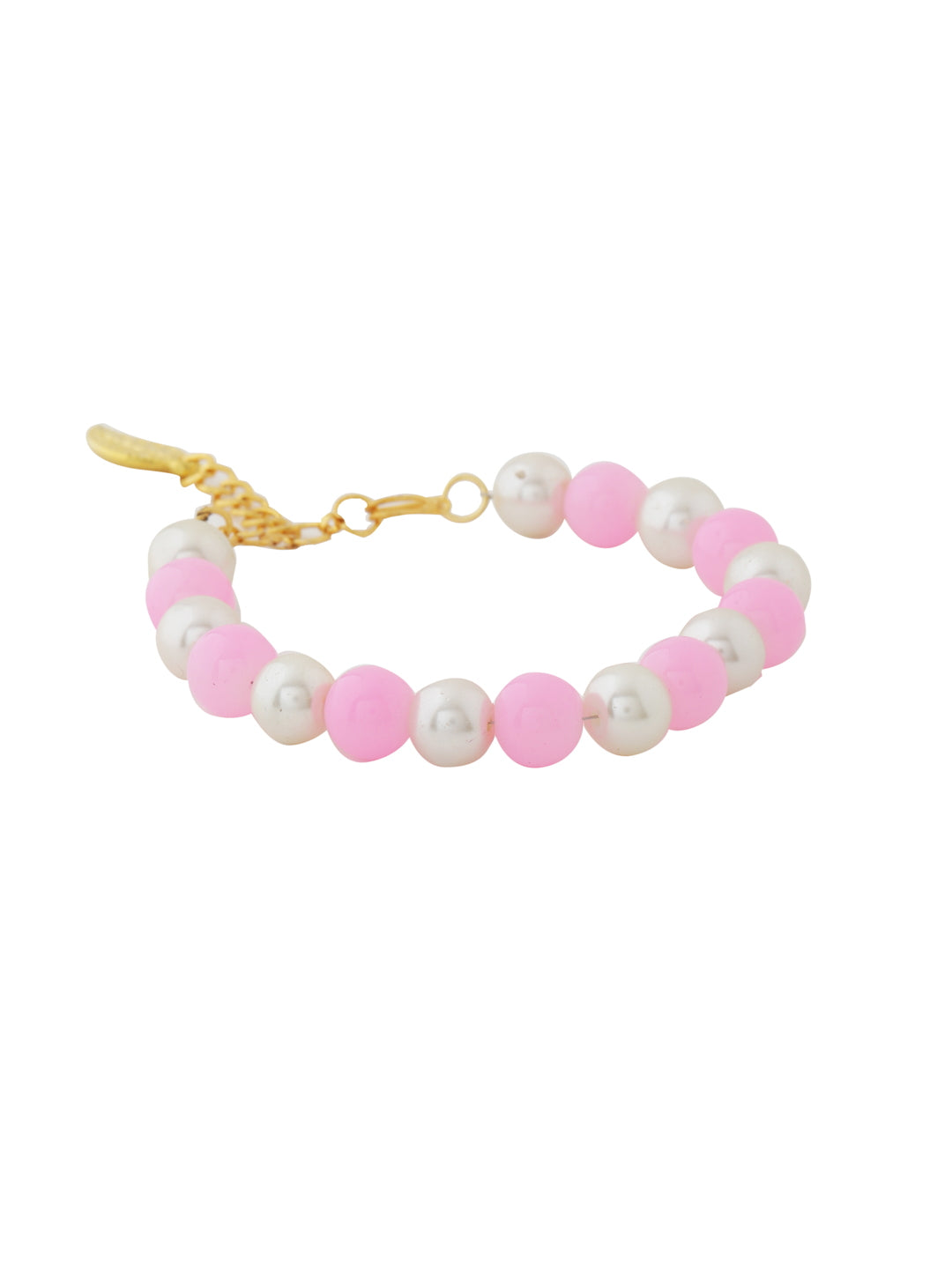 Pink and White Pearl Necklace Set with Bracelet-Viraasi