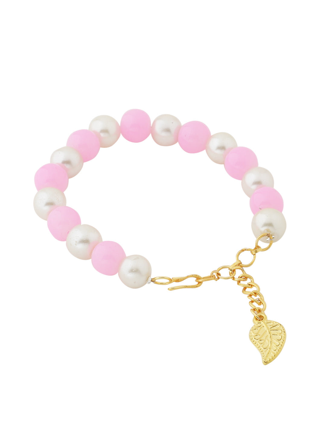 Pink and White Pearl Necklace Set with Bracelet-Viraasi