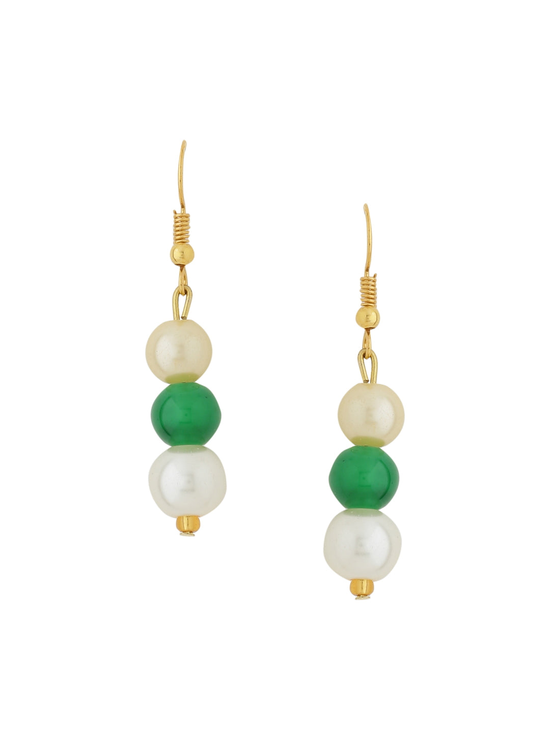 Green and White Pearl Necklace Set with Bracelet-Viraasi