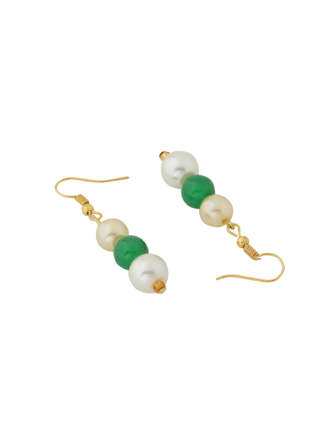Green and White Pearl Necklace Set with Bracelet-Viraasi