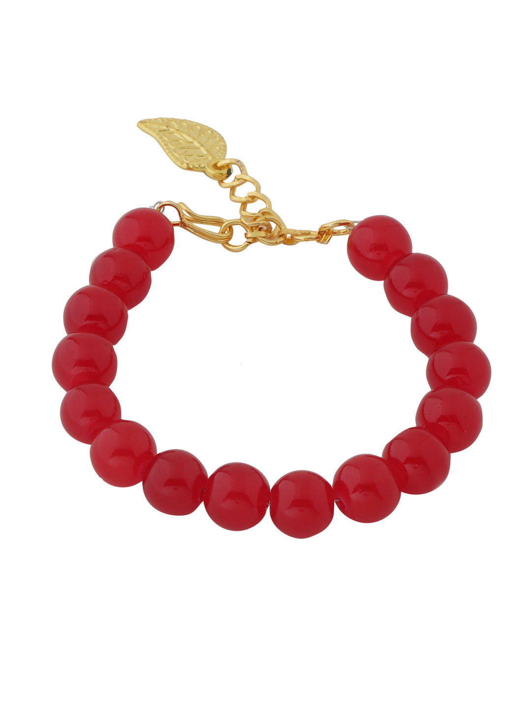 Gold Plated Red Pearl Necklace Set with Bracelet-Viraasi
