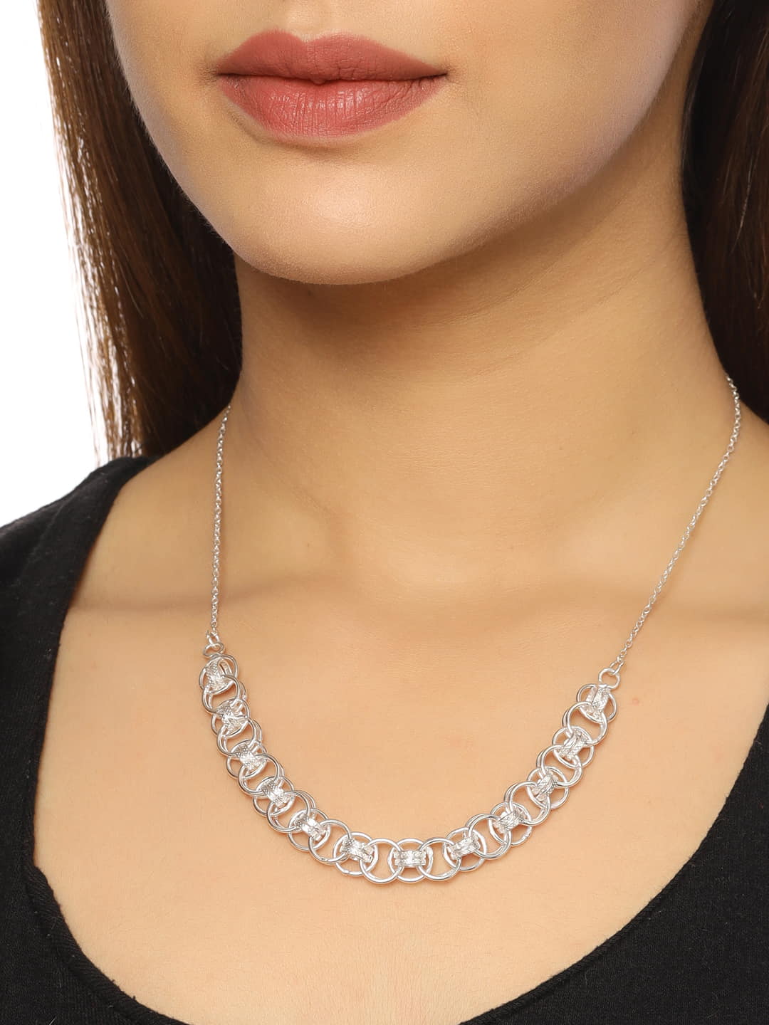 Stylish Silver Plated Chain Necklace-Viraasi