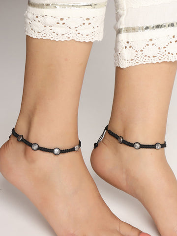 Silver Plated Adjustable Thread Anklet