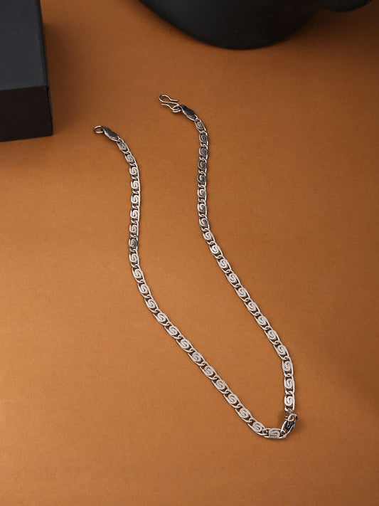 Silver Toned Unique Design Chain For Men