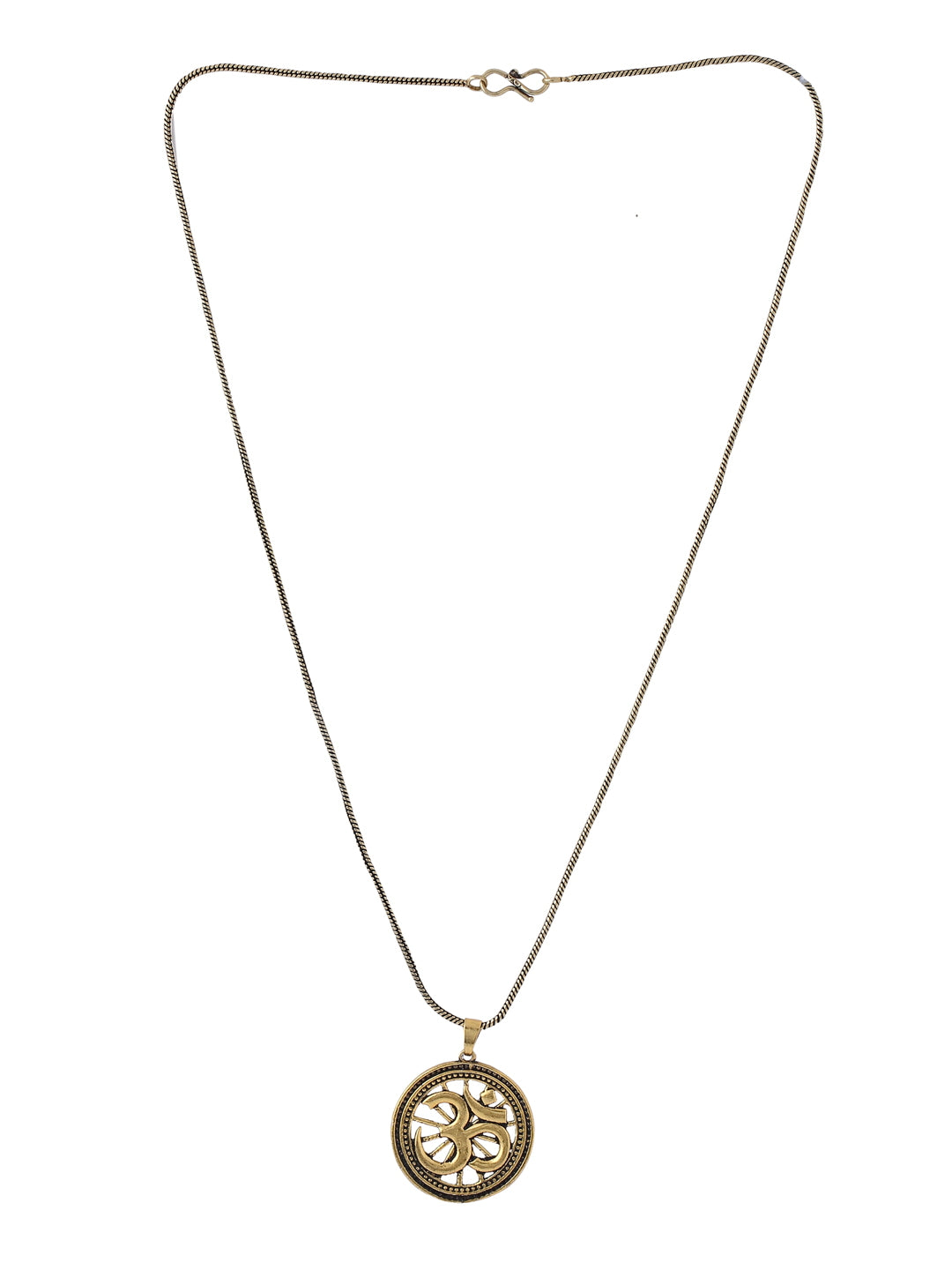 Antique Gold Plated OM Pendant with Chain-Viraasi