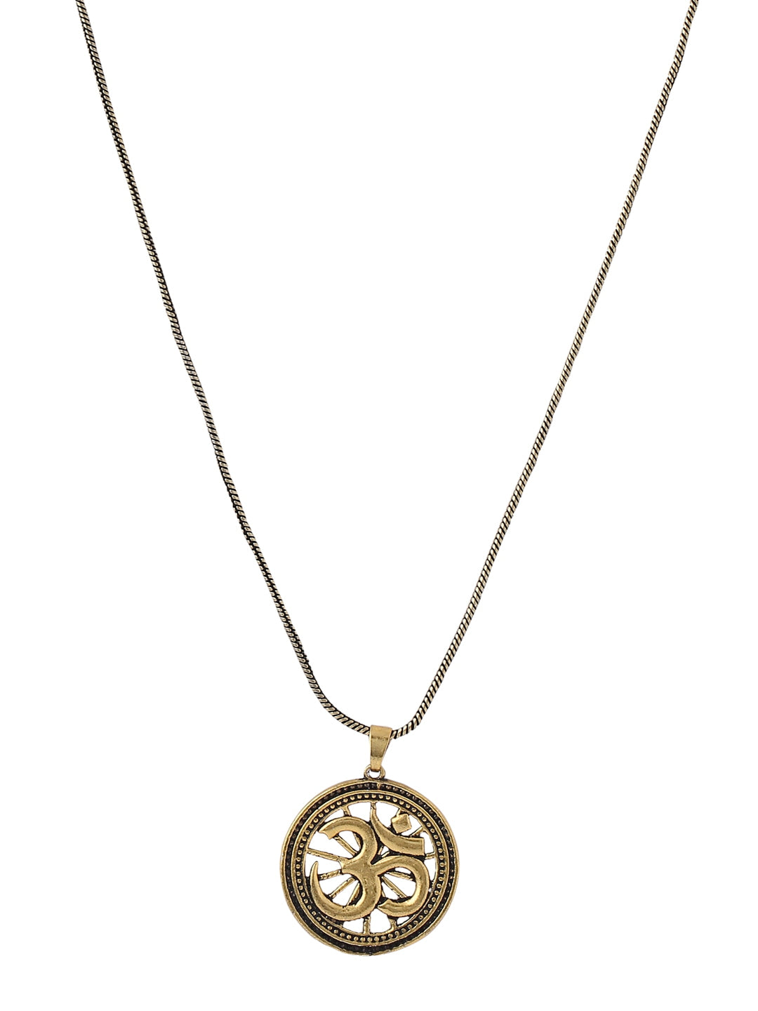 Antique Gold Plated OM Pendant with Chain-Viraasi