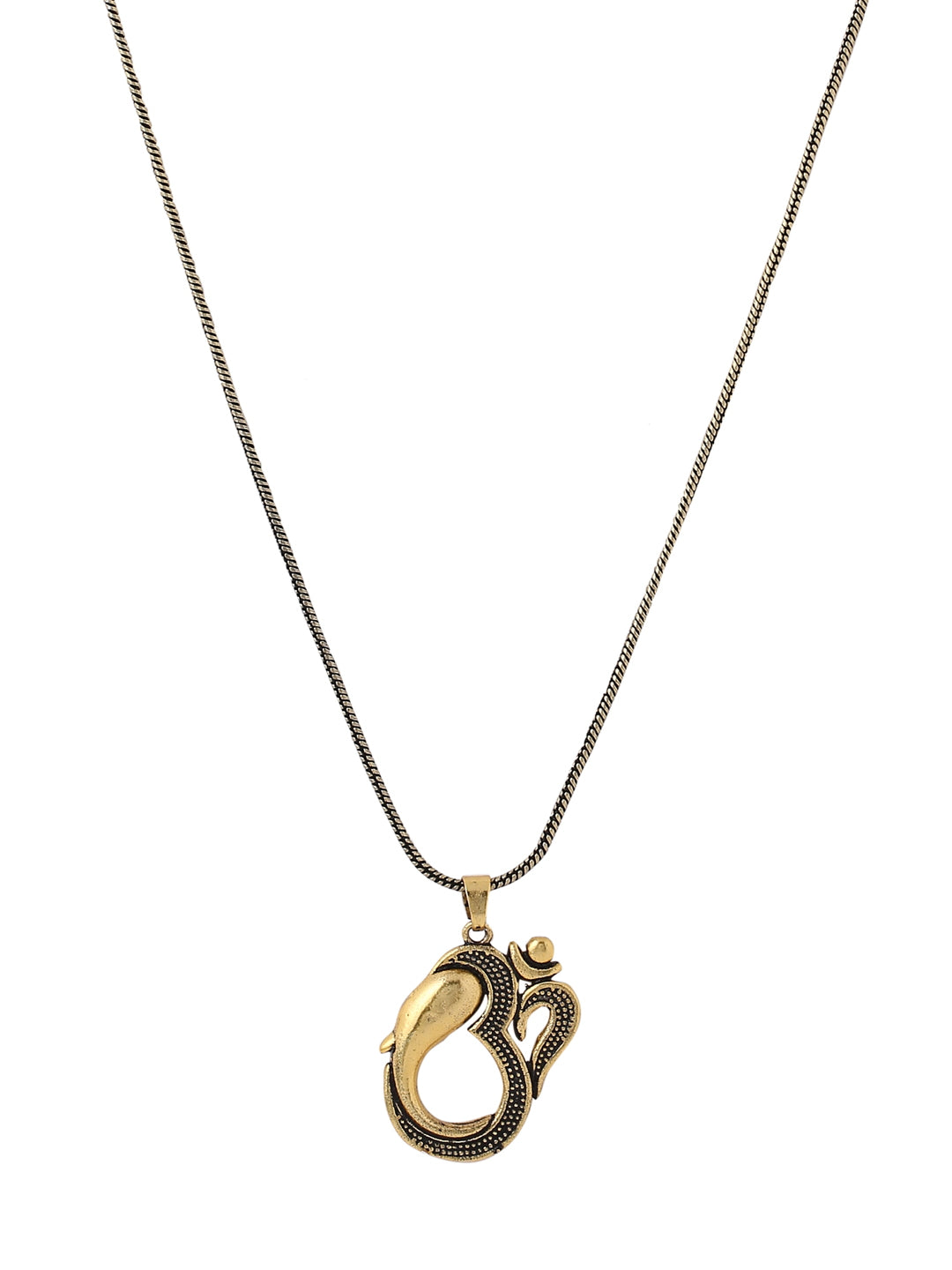 Antique Gold Plated Lord Shiva & Ganesha Chain Pendant-Viraasi