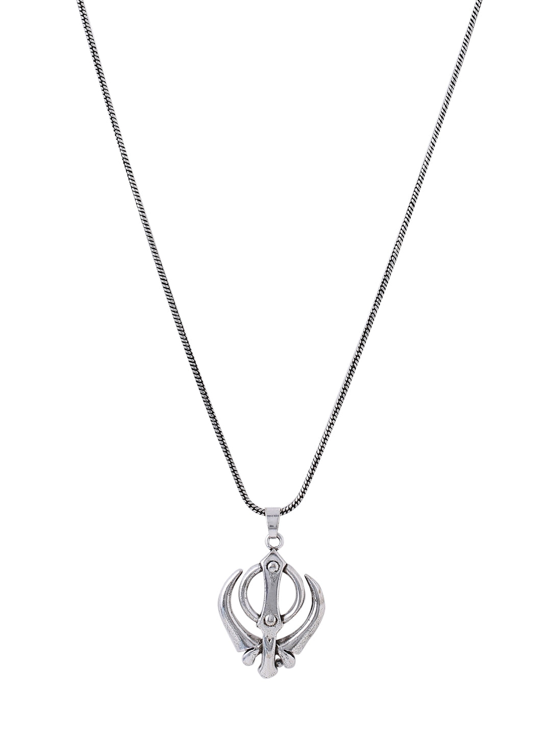 Antique Silve Plated Khanda Pendant with Chain-Viraasi