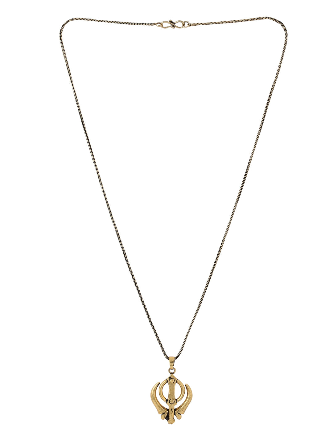 Gold Plated Sikh Khanda Pendant with Chain -Viraasi
