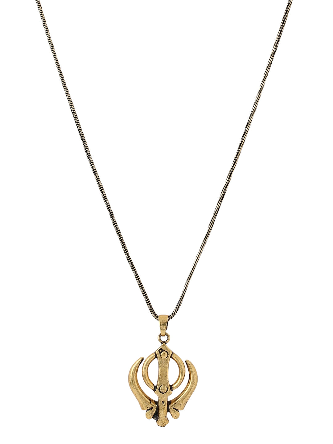 Gold Plated Sikh Khanda Pendant with Chain -Viraasi