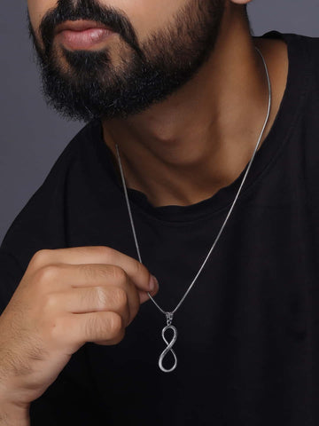 Oxidised Silver Plated Minimal Pendant with Men Chain