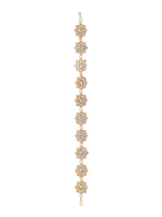 Gold Plated White Kundan Studded sheeshphool