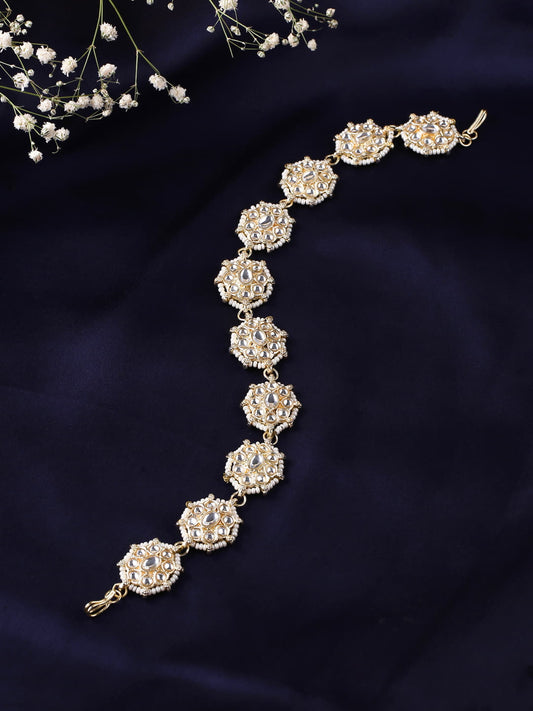 Gold Plated White Kundan Studded sheeshphool