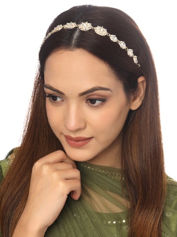 Women Gold Plated Kundan Matha Patti