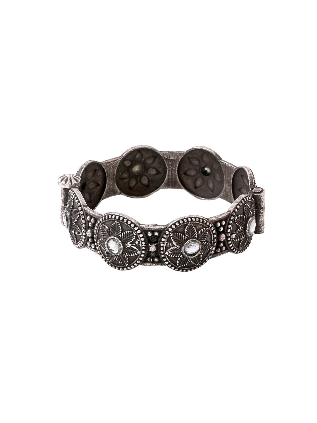 Antique Oxidised Floral Shape Bangle-Viraasi