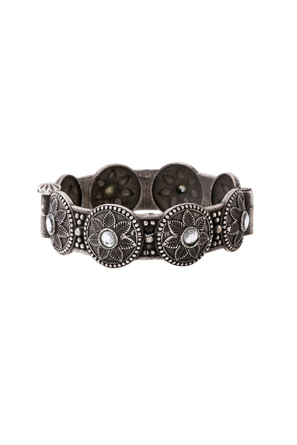 Antique Oxidised Floral Shape Bangle-Viraasi