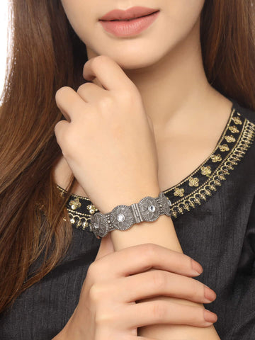 Antique Oxidised Floral Shape Bangle