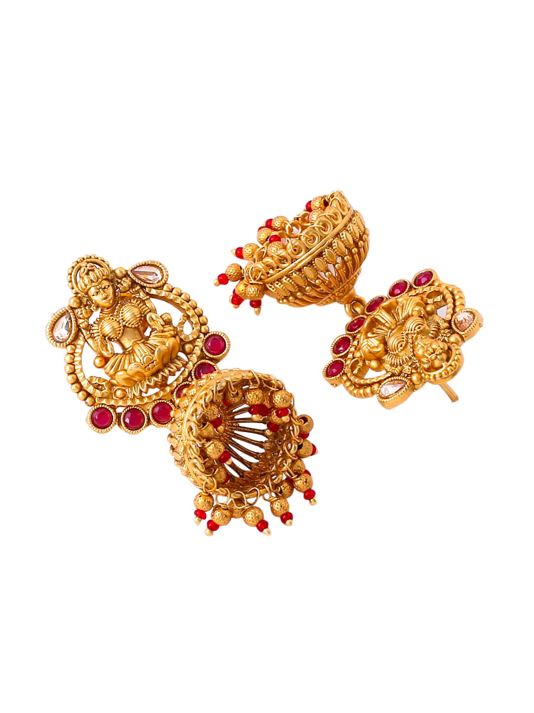 Gold Plated Goddess Laxmi Temple Necklace Set-Viraasi