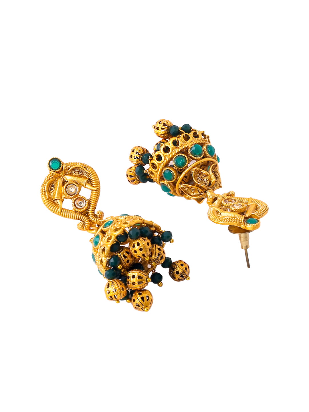 Gold Plated Peacock Shape Necklace Set with Pearls-Viraasi