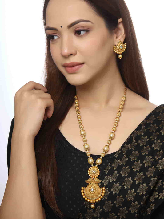 Gold Plated Pearl Necklace Set for Women and Girls