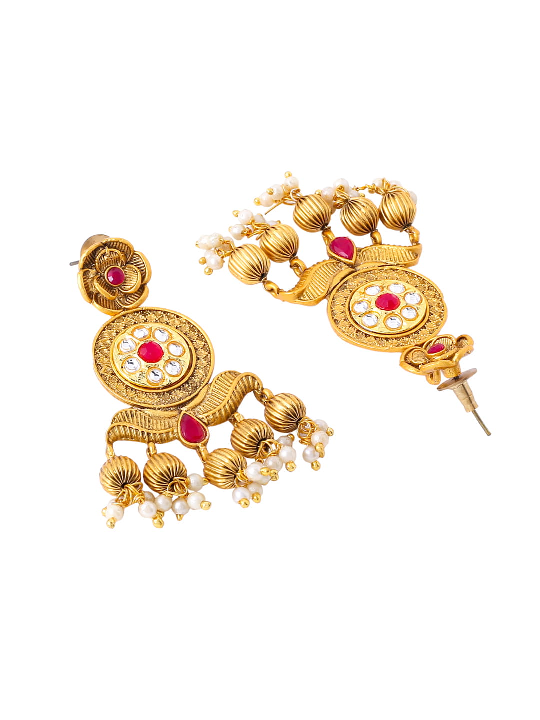 Gold Plated Peacock Shape Long Necklace Set-Viraasi