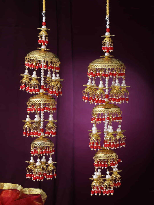 Set of 2 Gold Plated Handcrafted Bridal Layered Kaleera