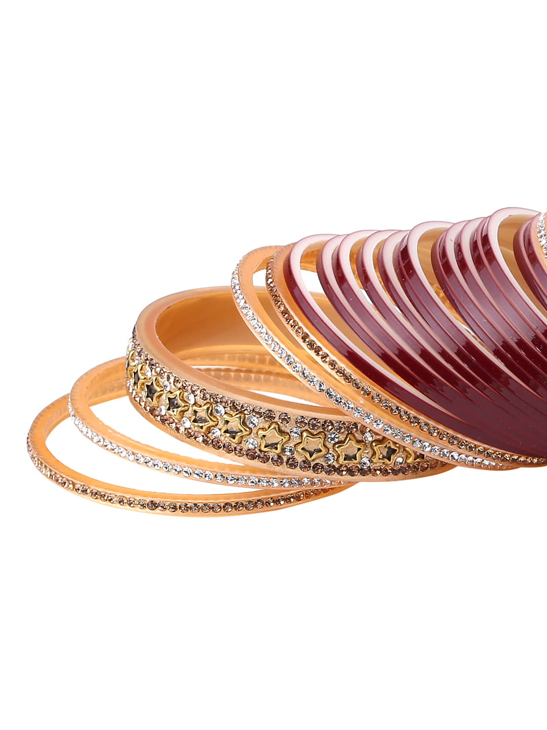 maroon-&-gold-Toned-&-plated-beaded-bridal-chura-viraasi