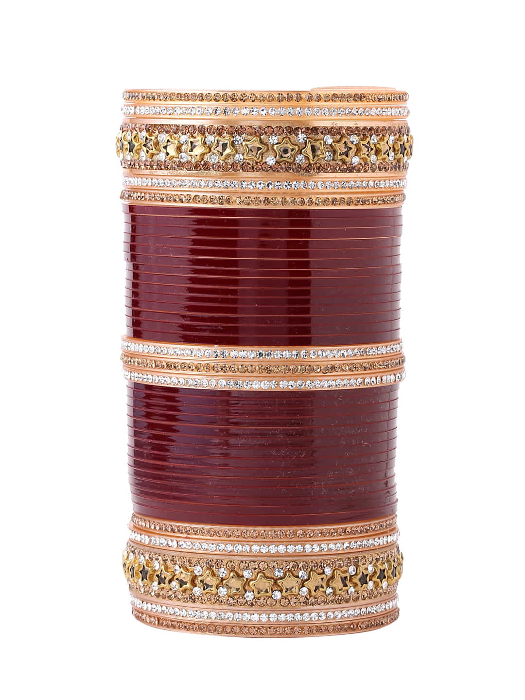 maroon-&-gold-Toned-&-plated-beaded-bridal-chura-viraasi