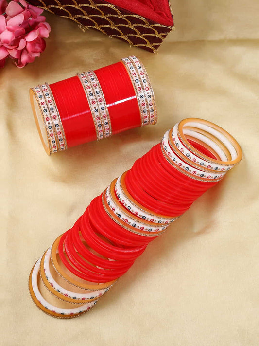 Red Color with AD Bridal Chura Set