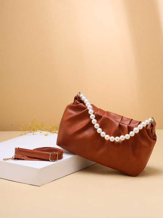 Brown-Coloured Solid Shoulder Bag