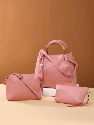 3 in 1 Pink Handheld Bag for Women and Girls